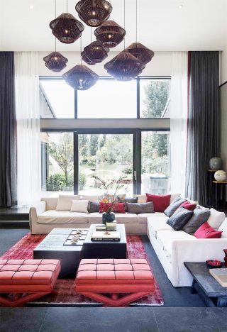新中式风格别墅客厅沙发装修效果图