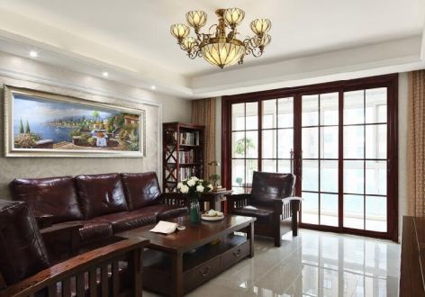 观澜国际115平三居室美式经典风格装修案例