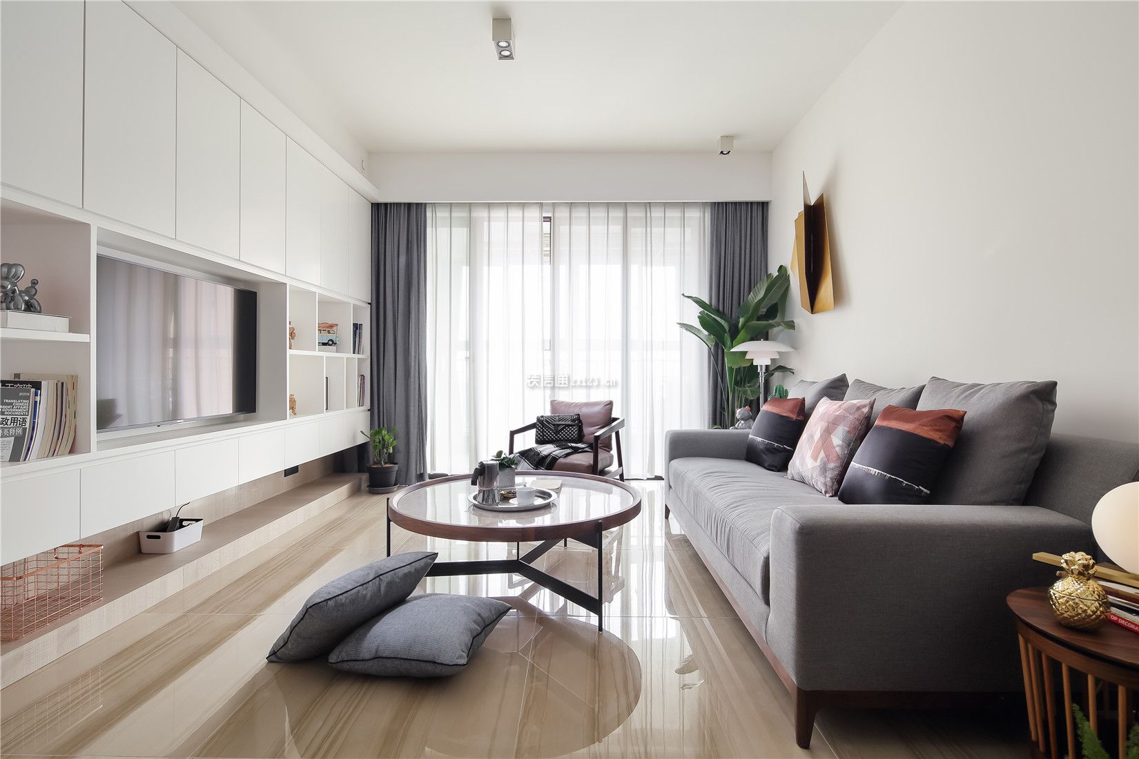 成都实地海棠名著现代风格118平米设计方案 客厅沙发