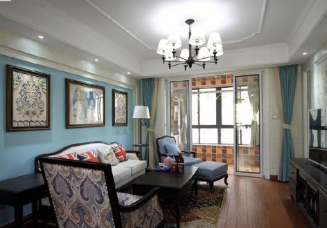富力桃园130平三居室美式经典风格装修案例
