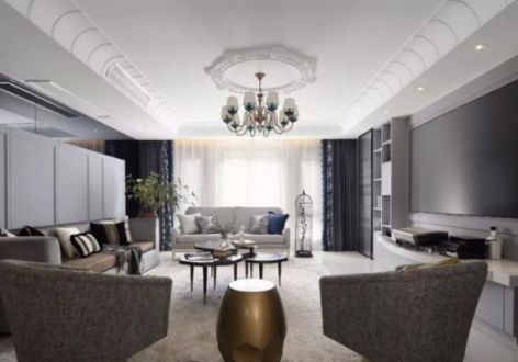 融创·紫泉枫丹混搭风格130平米三居室装修设计图案例