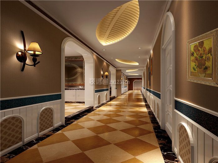 酒店走廊装修效果图 酒店走廊装饰图片