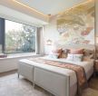 日式风格卧室床头背景墙装修效果图