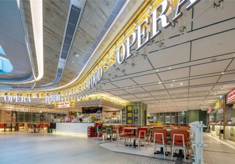 食代馆餐厅港式风格300平米装修设计效果图案例