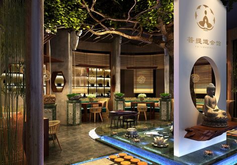 400平方米茶艺养生馆新中式风格装修案例