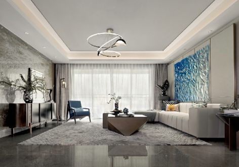 万科鹅岭峯现代风格145平米三居室装修效果图案例