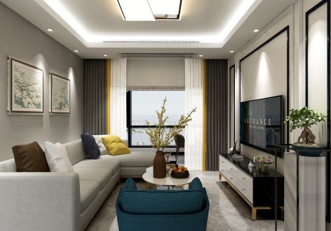 上官国际现代风格90平米三居室装饰效果图