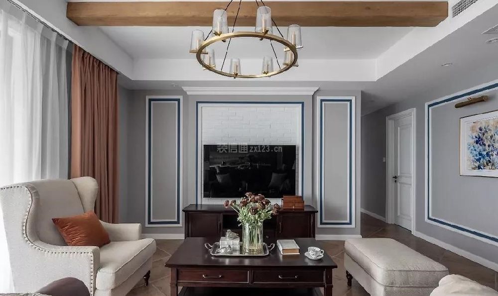 美式客厅电视墙效果图 美式客厅布置