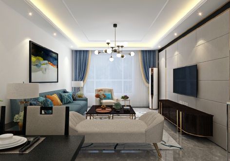 当代上品湾MOMΛ简约风格98平米三居室装修设计案例