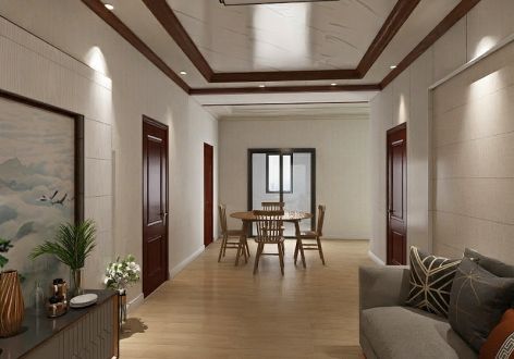 万厦世纪经典98平米二居室现代中式风格装修案例