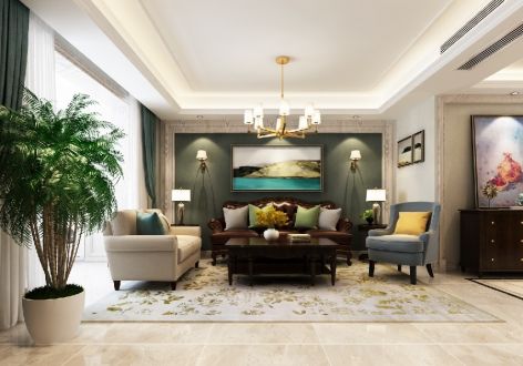 东丽温泉家园新中式风格138平米三居室装修案例