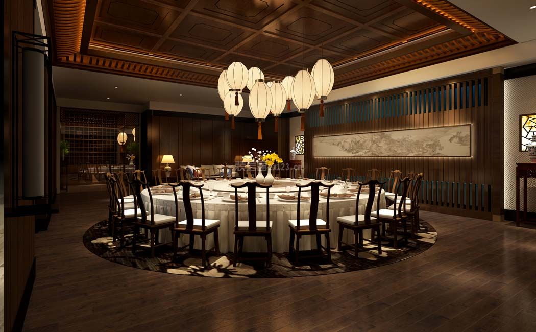 西安中餐厅新中式风格560平米设计方案 餐厅包厢设计