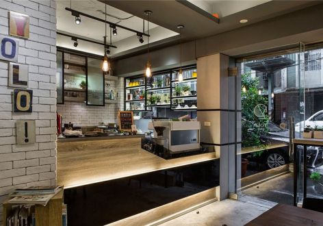 上海咖啡厅60平米混搭风格装修案例