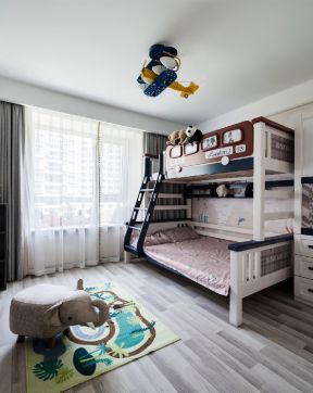 兒童房間裝飾布置 兒童房間的設計圖 高低床裝修圖片