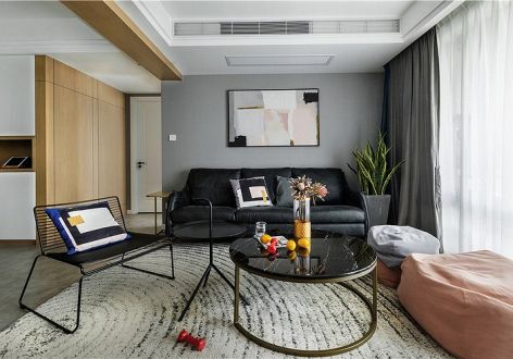 恒地悦山湖现代风格103平米三居室装修案例