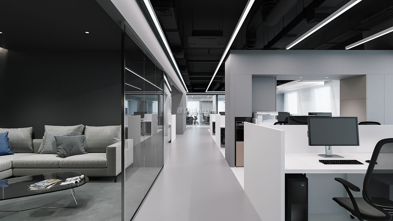 深圳办公室简约风格400平米装修效果图案例