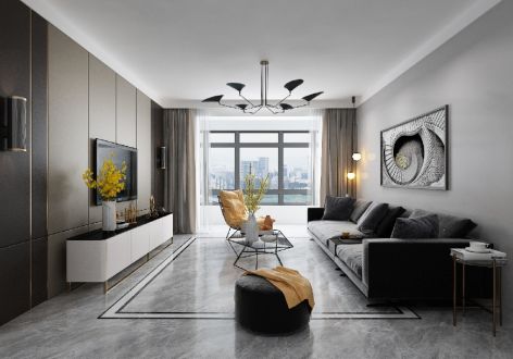 豪方天际现代风格113平米三居室装修设计案例