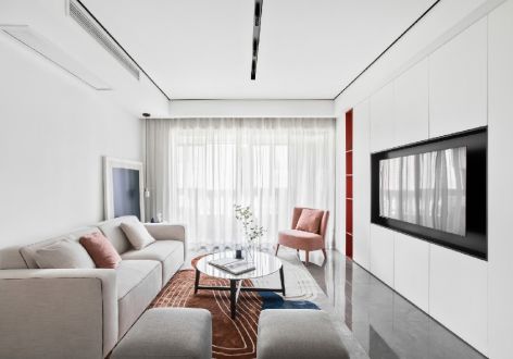华晖瑞禧现代风格133平米三居室装修设计案例