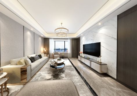 华新锦绣尚郡108平方米三居室现代风格装修案例