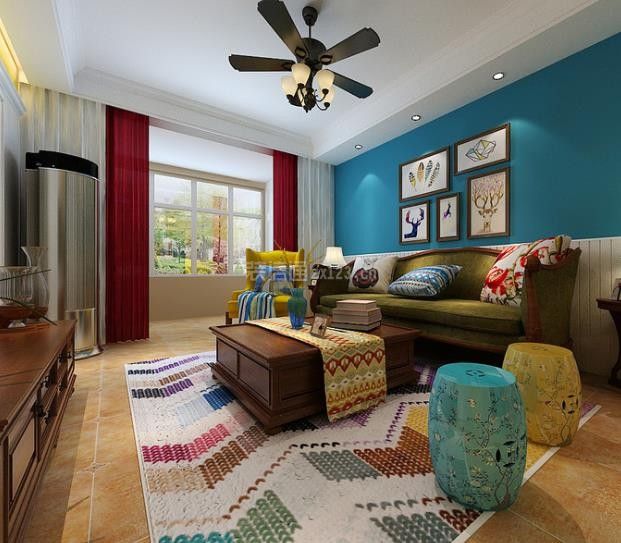 美式风格客厅背影墙装修效果图 美式风格客厅沙发