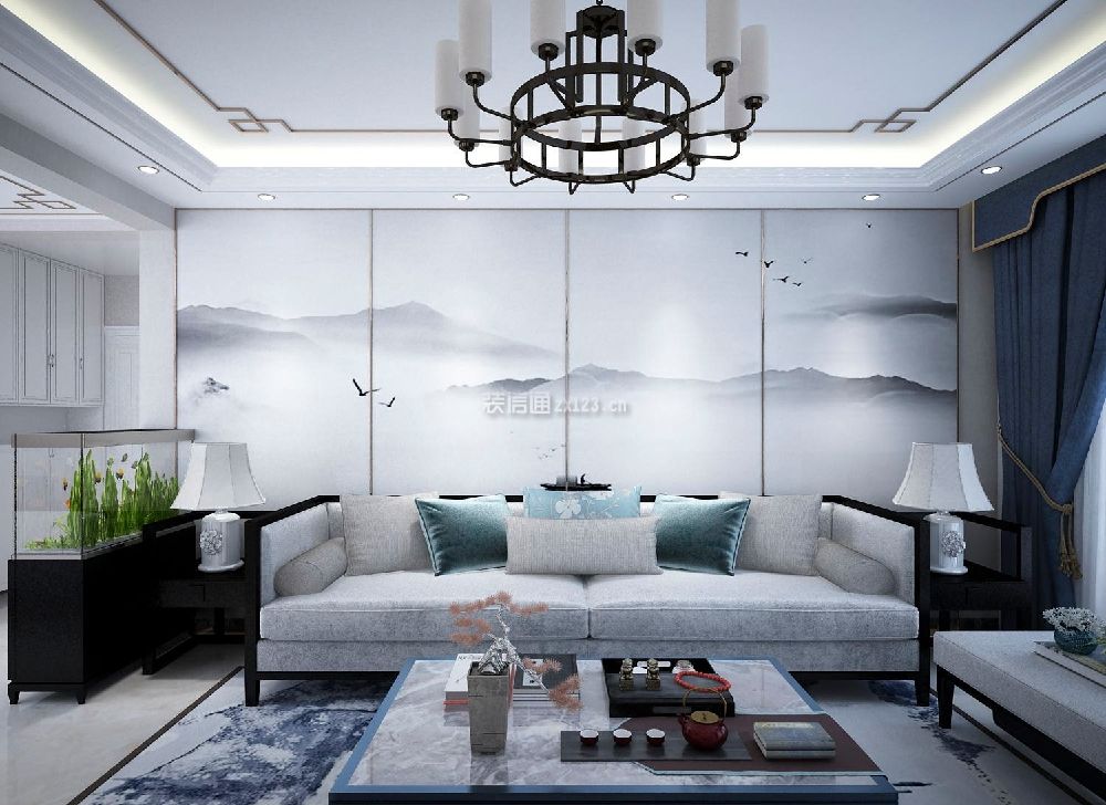 中式客厅沙发背景墙效果图 中式客厅沙发背景装修效果图