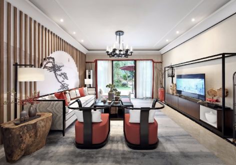 雅居乐滇池一英里110㎡新中式风格三居室装修案例