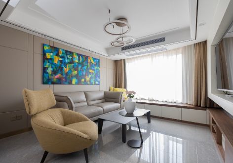 汉华天马山国际温泉度假区现代风格125平米三居室装修案例