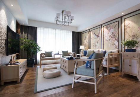 龙吟居138㎡三居室新中式风格装修案例