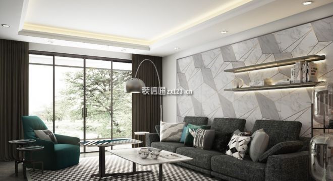 锦康富春御园现代风格89平米一居室装修设计案例