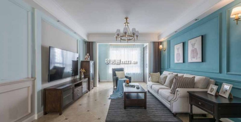 龙湖·春江紫宸美式风格126平米三居室装修设计案例