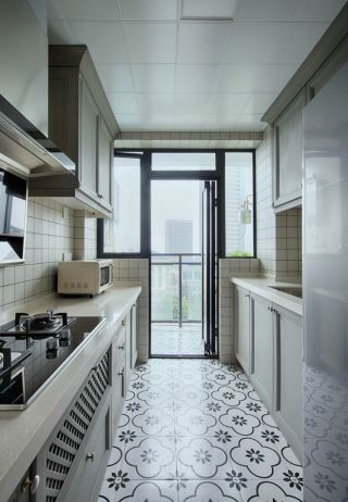 兩室兩廳北歐風格廚房地磚裝修效果圖