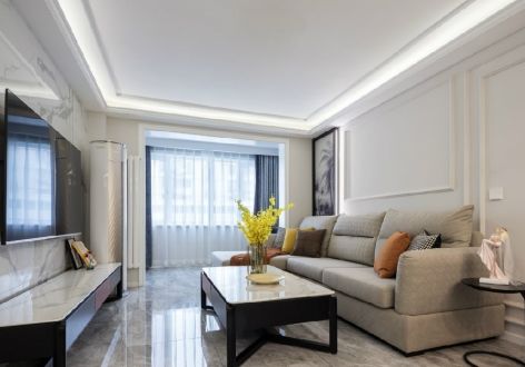 双发东城印象80平二居室现代简约风格装修案例