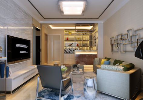 积善新寓97平米三居室现代简约装修案例