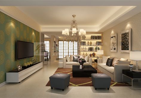 中海塞纳丽舍欧式风格130平米四居室装修案例