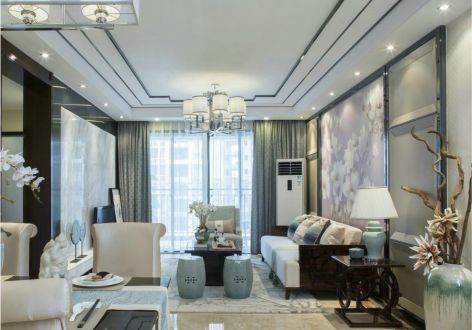 紫金上品苑109平米新中式风格三居室装修案例