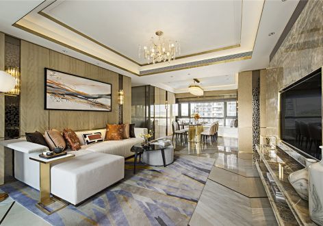 海赋江城137㎡三居室欧式风格装修案例