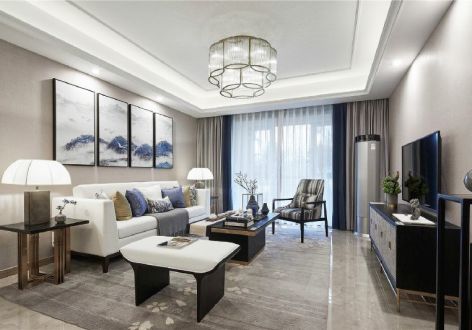 华润翡翠城新中式风格83平米二居室装修案例