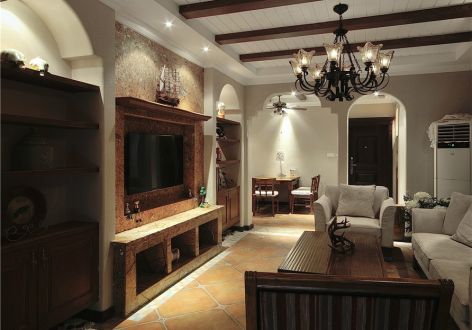 金马国际112㎡地中海风格三居室装修案例