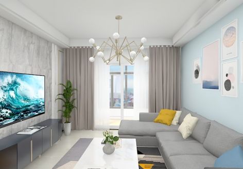 恒大优活城公寓98平米现代简约三居室装修案例