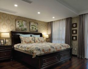 别墅268平美式风格卧室背景墙设计图欣赏