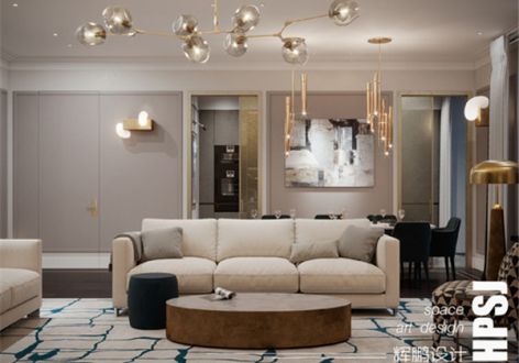 天瑞国际127㎡三居室轻奢风格装修案例