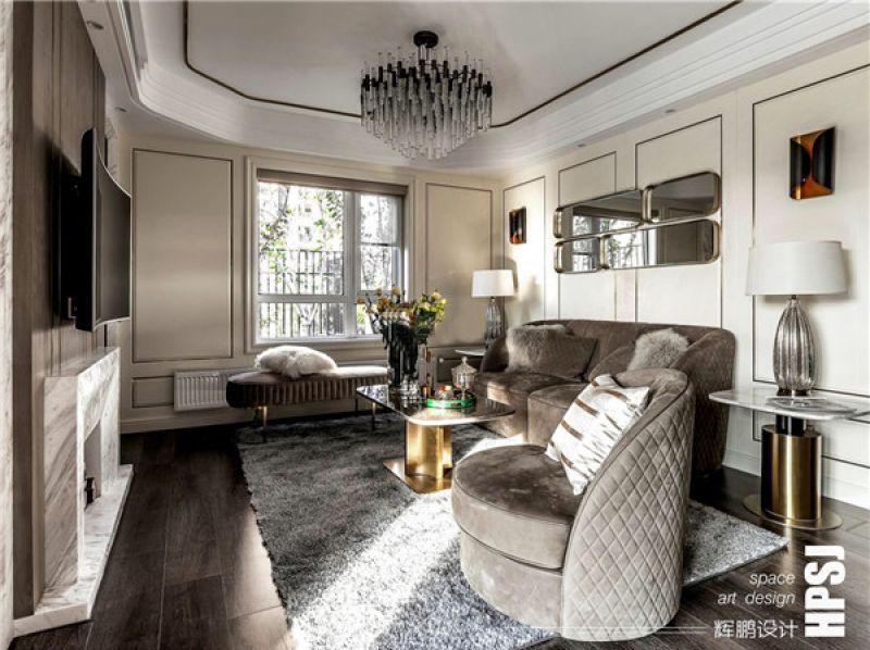 万豪国际公寓120㎡三居室轻奢风格装修案例