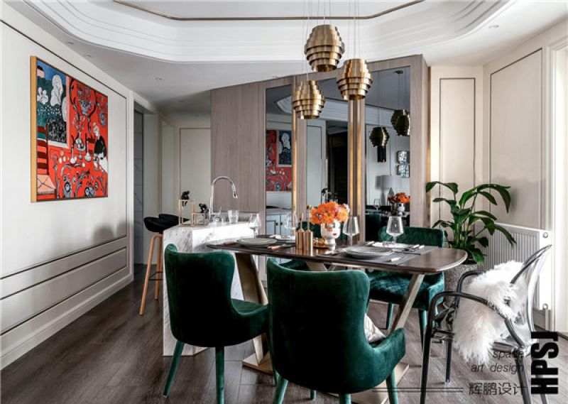 万豪国际公寓120㎡三居室轻奢风格装修案例