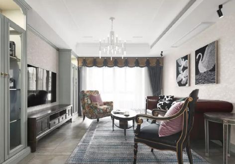 翡翠天际美式风格142平米三居室设计效果图案例