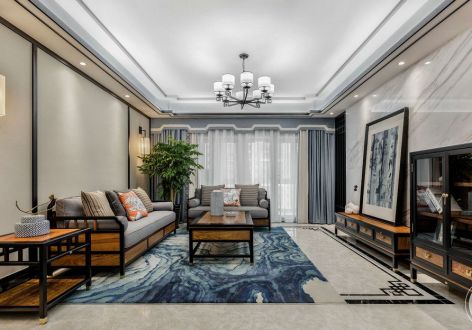 世茂龙湾新中式风格476平米三居室装修案例