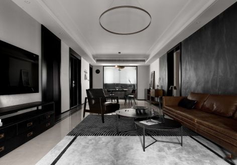 蓝山湾荣域现代风格130平米三居室装修案例