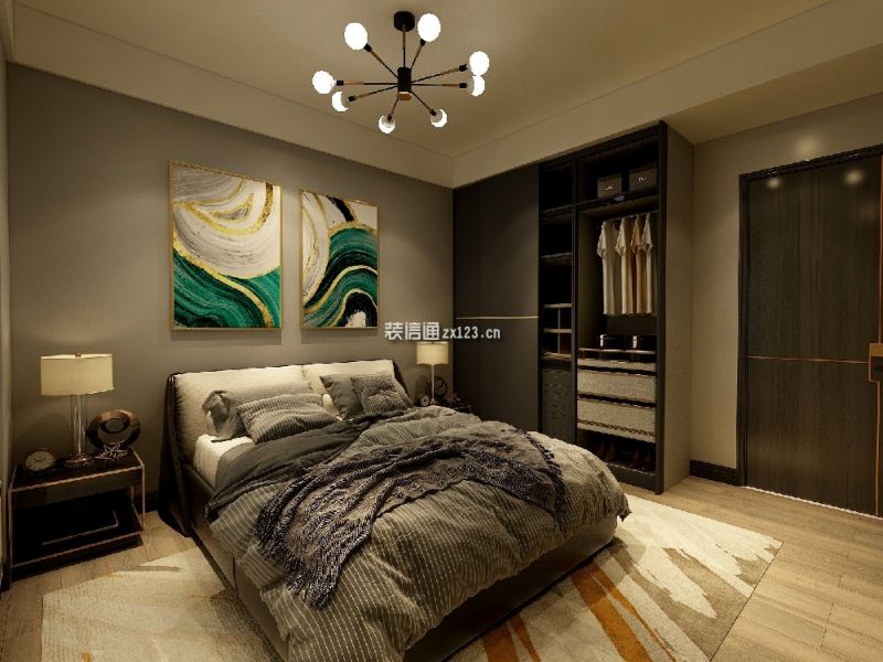 桑泰龙樾现代二居室80平米装修案例