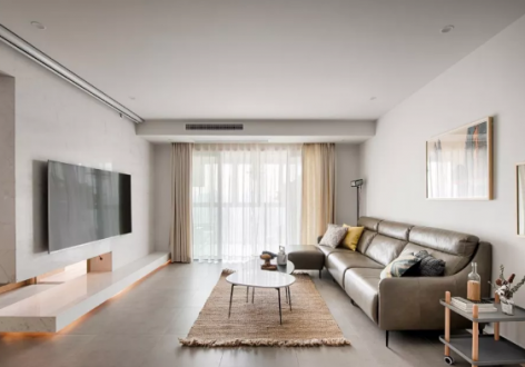 润森金座现代风格130平米三居室设计效果图案例