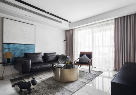福阳广场现代风格130平米三居室设计效果图案例