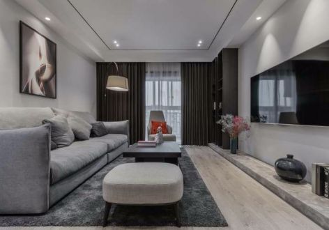 锦林俊域2期现代风格127平米三居室设计效果图案例